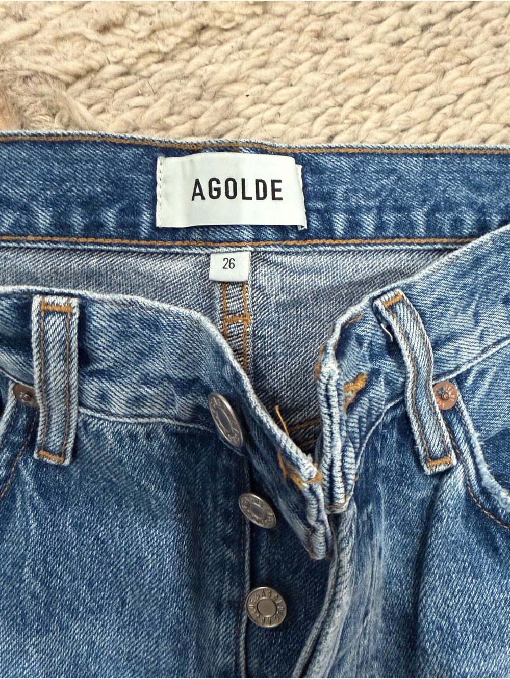 Agolde Classic Blue women’s Straight-Leg Jeans - Picture 3 of 5